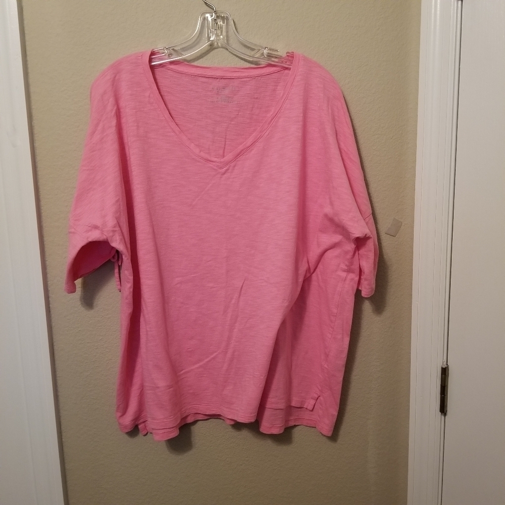 Talbots Plus Petite size 2XP Pink V Neck Top pit to pit 24, pit to hem 16